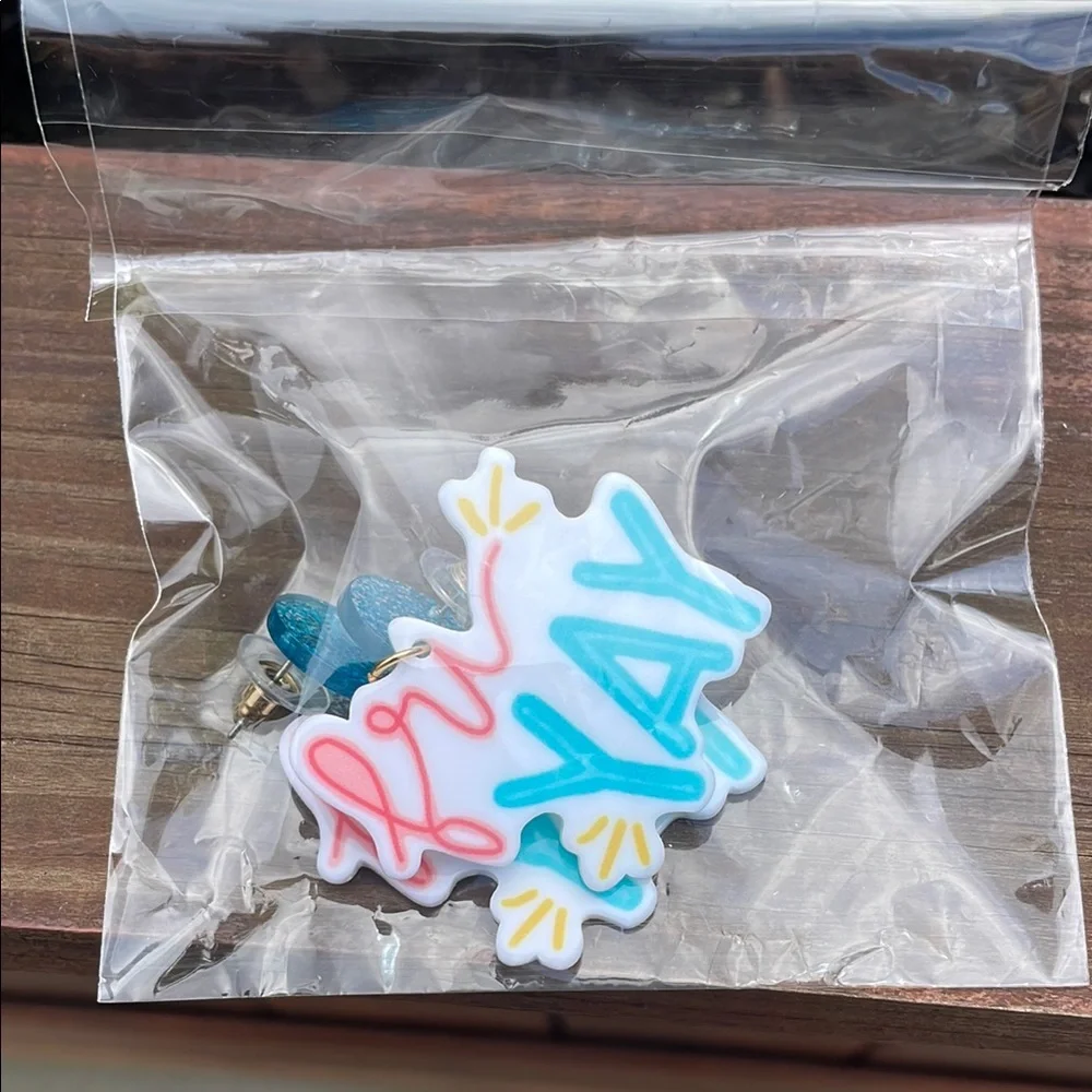 Fri Yay Blue and White Drop Earrings - Picture 5 of 5